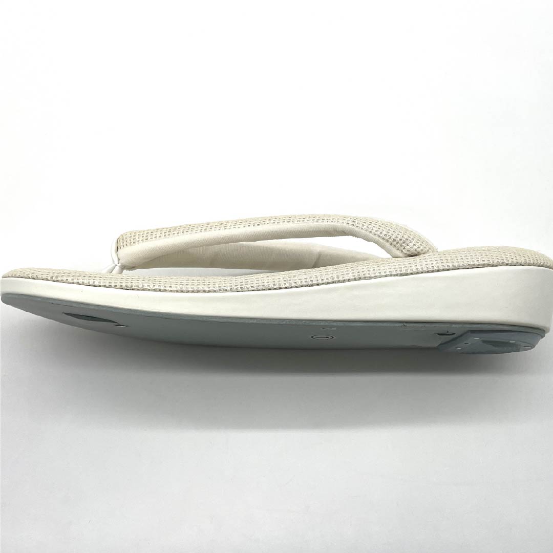 (Like New) Casual Zori Sandals, Synthetic Leather, New Condition, La Sole, Low-Rebound, Sisal, Length 24.5cm, Size L, White, Item Number 1122001531411