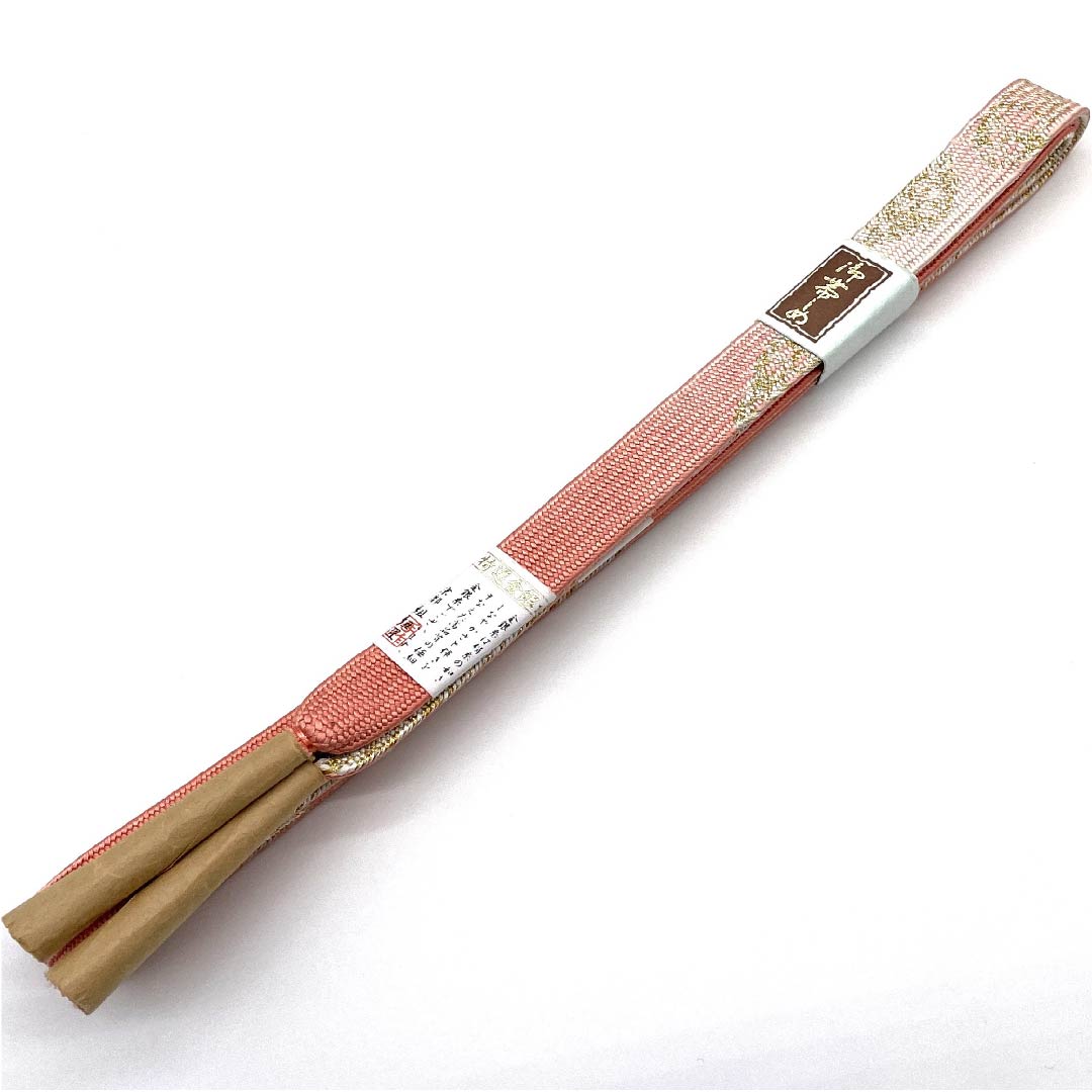 （新古品） 帯締め 正絹 四分紐 洗朱色（あらいしゅいろ） 特選金銀糸 金属糸使用 新古品 長さ約159cm 幅約1.5cm セミフォーマル Sランク 橙系 1135001072926