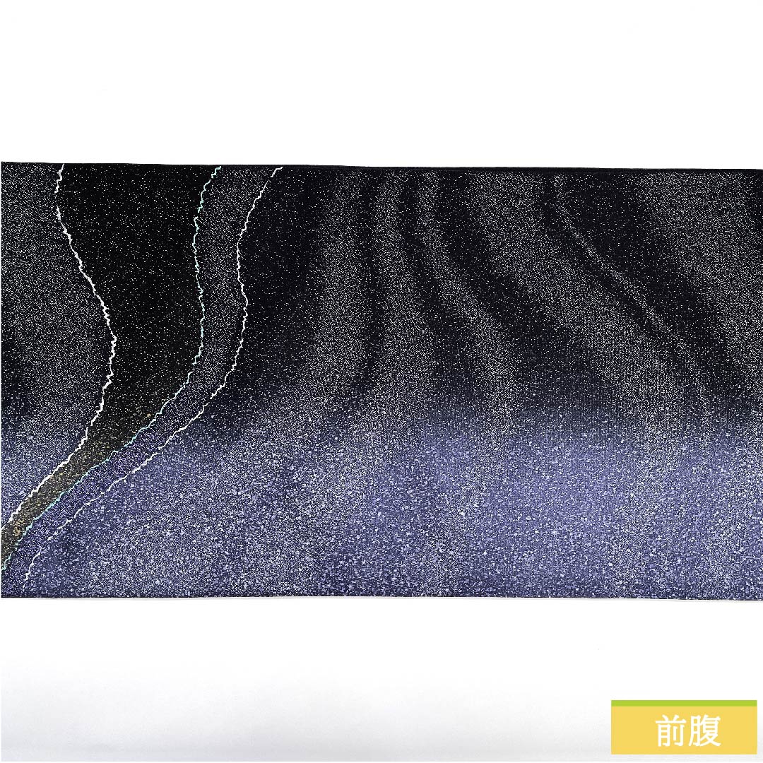 Fukuro Obi (Japanese traditional obi) made of pure silk, indigo blue, silver thread, abstract pattern, aurora, obi length 460cm, rank S, point pattern, semi-formal, navy blue, 1123010882418