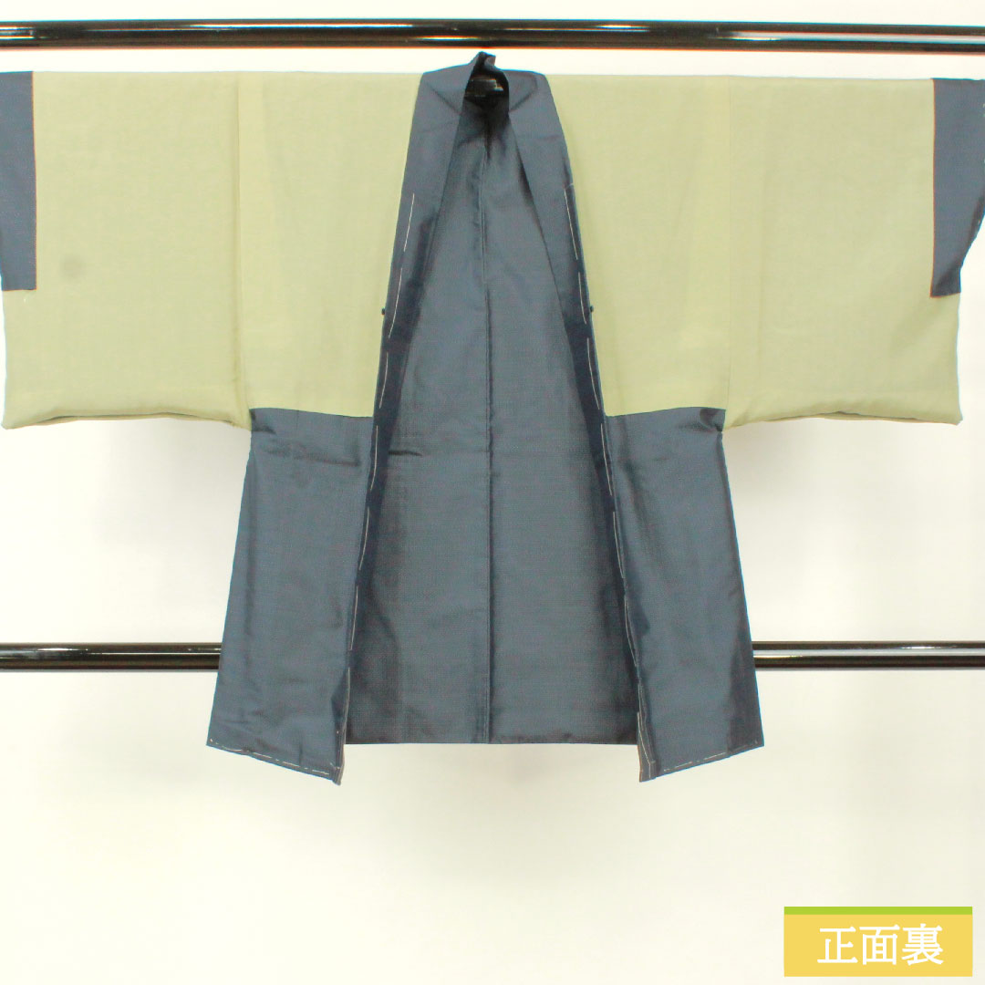 男物 正絹 身丈88.5cm 裄丈67cm 大島紬 緯総絣 羽織 しつけ糸付き Sランク 袷 紺系 1119000882118