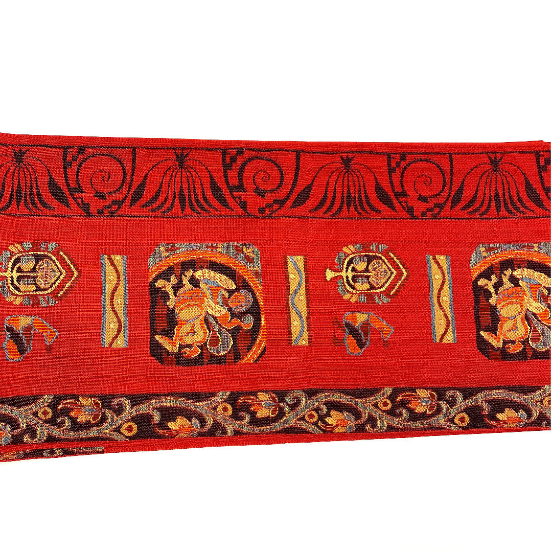Fukuro Obi with Mural Pattern, Length 428cm, Pure Silk, S Rank, Six-way, Casual, Red, 1123003642312