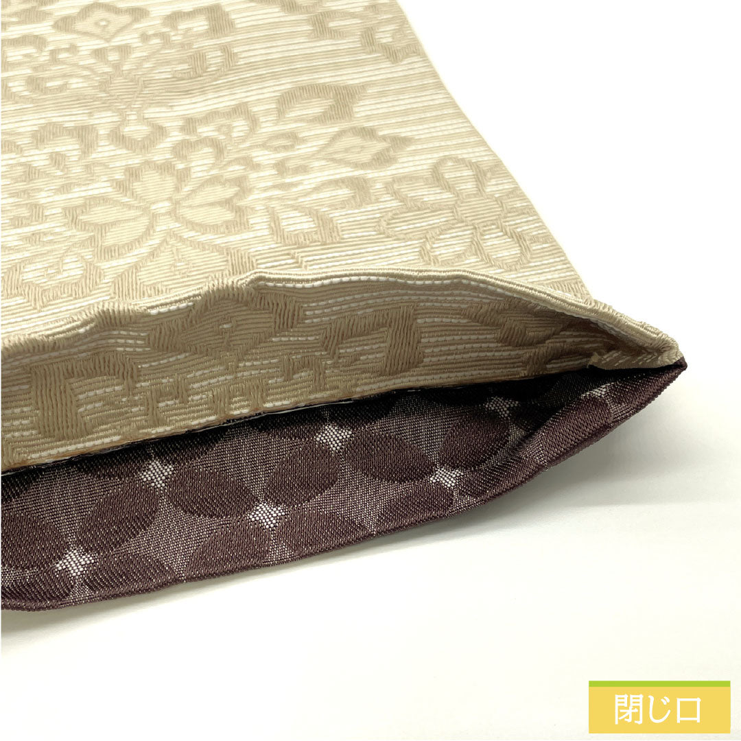 (New) Reversible Half-Width Obi, Polyester, New Rank, Shirotsurubami-iro and Shigoku-iro, Karakusa and Shippo-tsunagi Patterns, Obi Length 400cm, Beige-toned 1125002541425