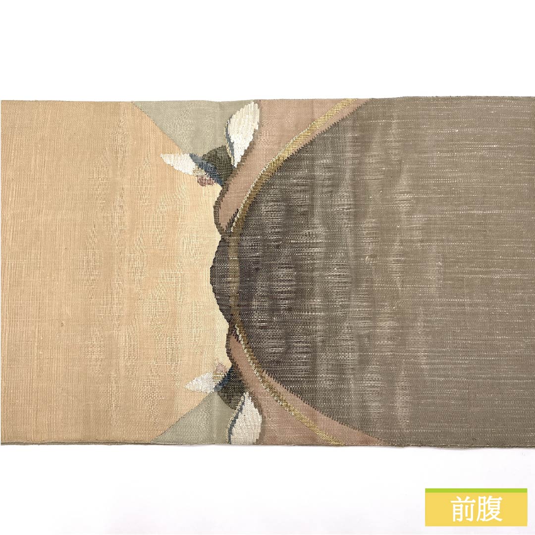 Fukuro Obi, Pure Silk, Furuzareiro (old bleached color), Sukui weave, Rakuen Hougamon, Obi length 454cm, S rank, Point pattern, Casual, Brown, 1123013152414