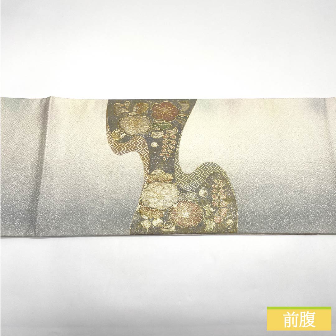 A-Rank Pure Silk Obi with Gold Accents, Tsujigahana and Layered Diamond Patterns, 426cm Long, Semi-Formal, Gradient Design, Item Number: 1123015193399