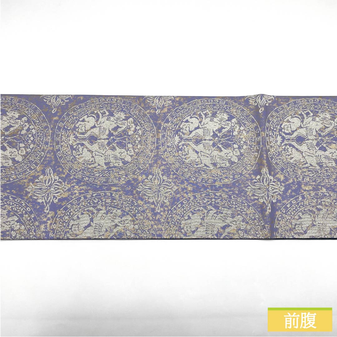 Fukuro Obi (Sash) in Pure Silk, S-Rank, Beniminato Color, with Karirou Crest, Length 444cm, Six-Ply, Semi-Formal, Purple, Item Number: 1123015172320