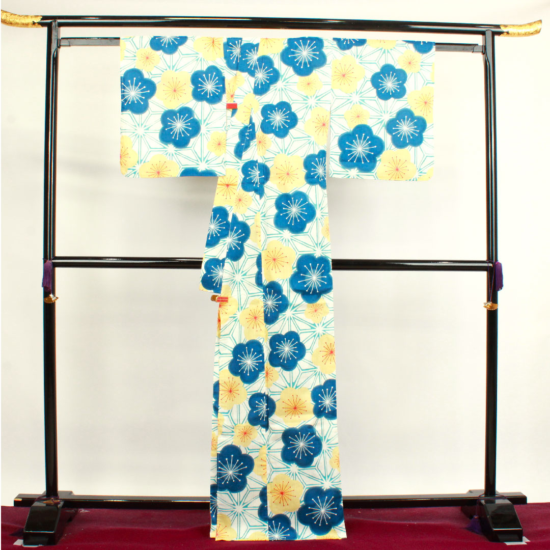 Yukata by Sayaka Yamamoto, Plum, Asanoha, Cotton, S rank, Single layer, Length 167.5cm, Sleeve length 68.5cm, White, 1118003972511