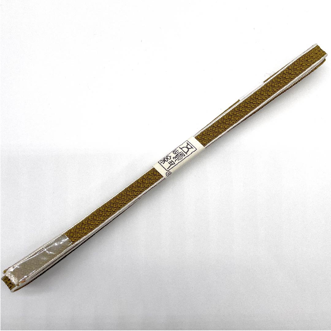 （新古品） 帯締め 正絹 三分紐 路考茶色（ろこうちゃいろ） 五嶋紐 新古品 長さ約129cm 幅約0.9cm カジュアル Sランク 黄系 1135000762323