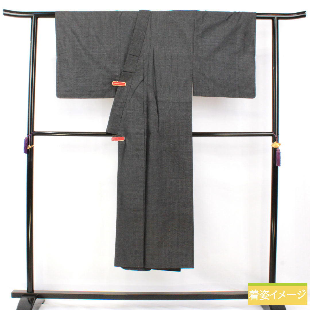 男物 正絹 Aランク 身丈139cm 裄丈67.5cm 大島紬 100亀甲 しつけ糸付き 袷 グレー系 1119001793322