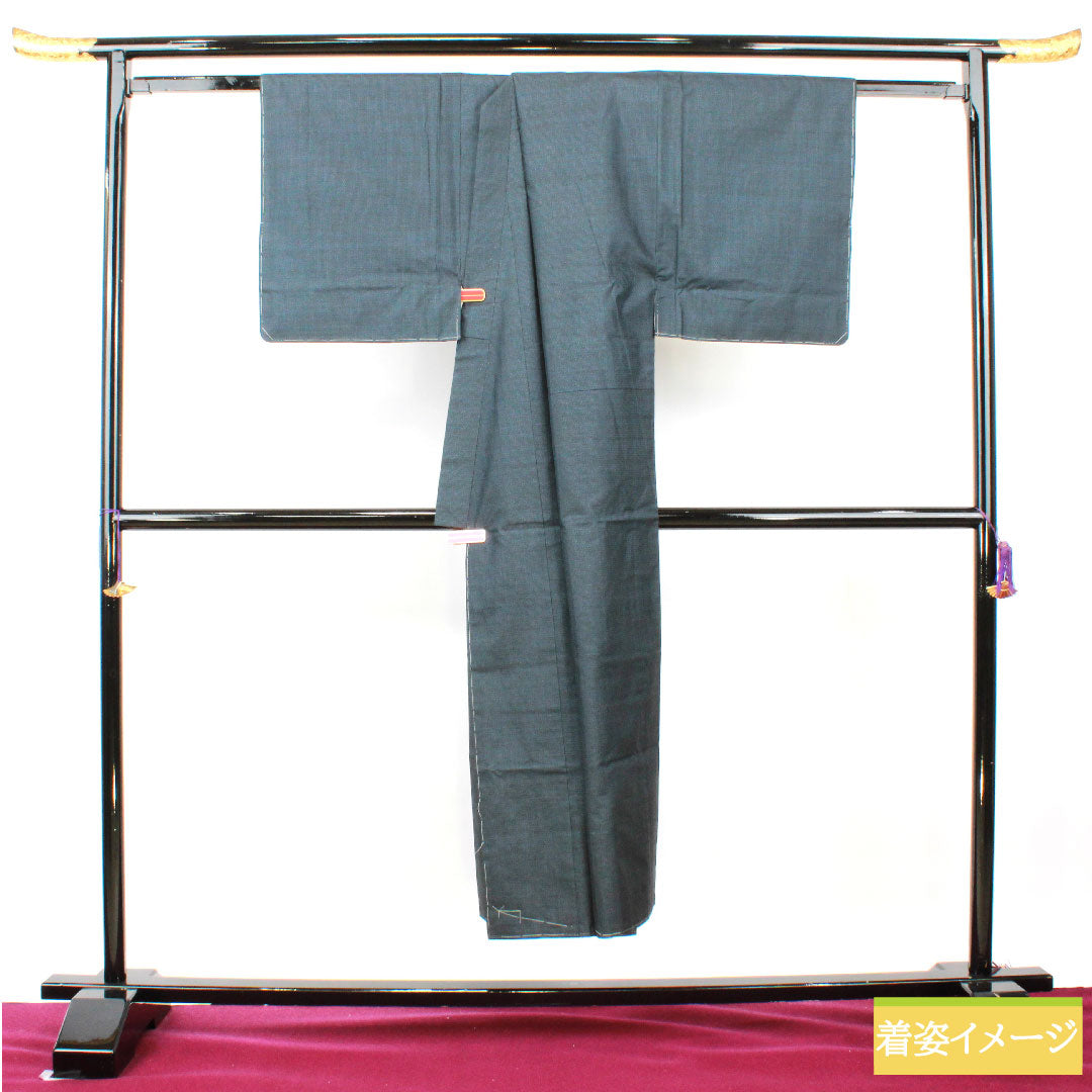 Men's pure silk, length 143cm, sleeve length 68cm, Oshima Tsumugi 120 tortoiseshell pattern, ensemble, S rank, lined, navy blue, 1119000872418