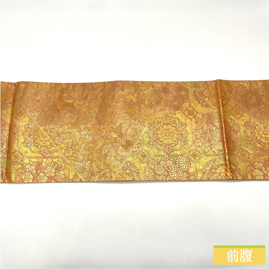 Fukuro Obi (Sash), Pure Silk, S-Rank, Nishijin Weave, Genuine Gold and Silk Leaf, Saijo Reika Design, Length 438cm, Six-Ply, Formal, Gradient Pattern, Product Number: 1123016142399
