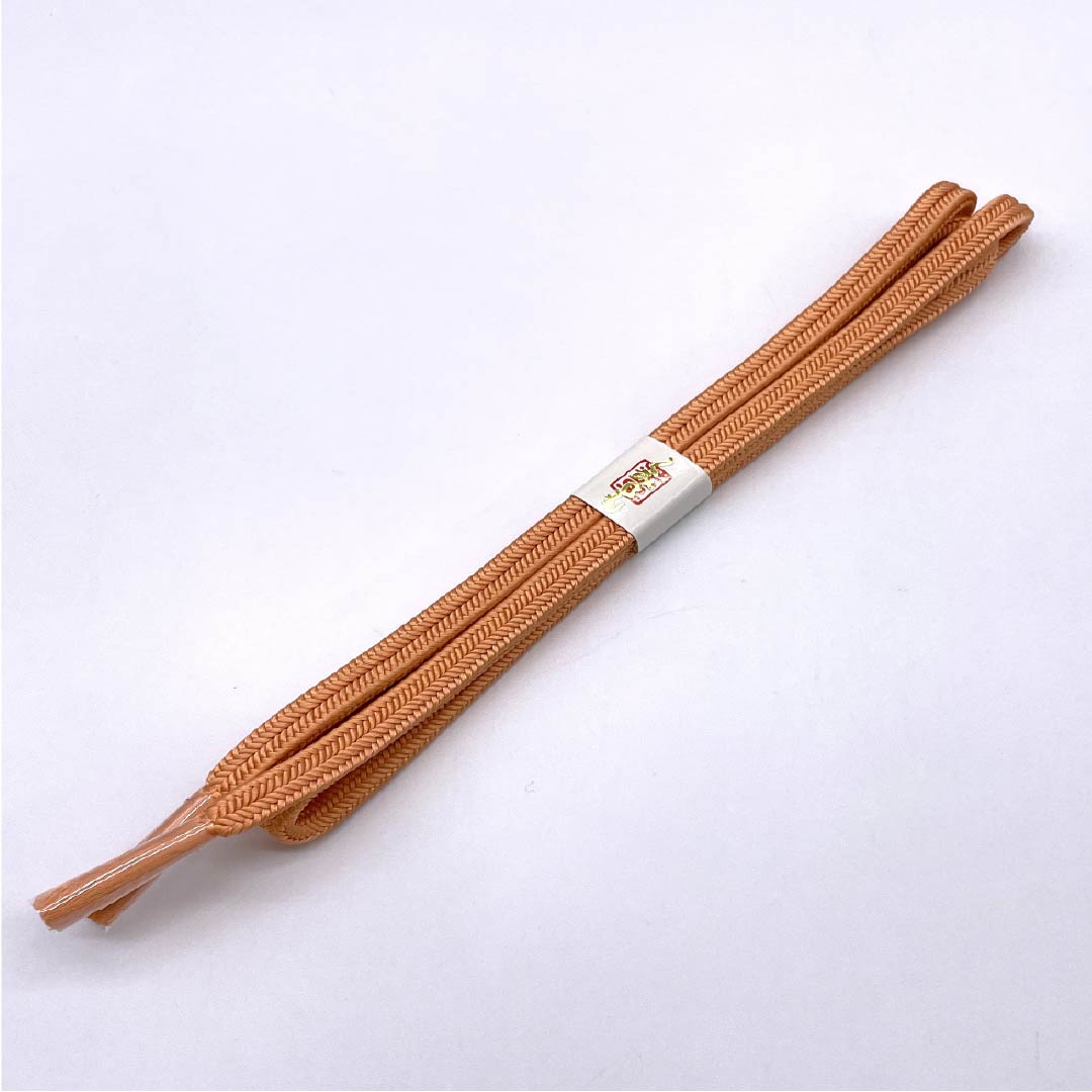 （新古品） 帯締め 正絹  鮭色（さけいろ） 冠組 新古品 長さ約157cm 幅約1cm セミフォーマル NEWランク 橙系 1135003761326
