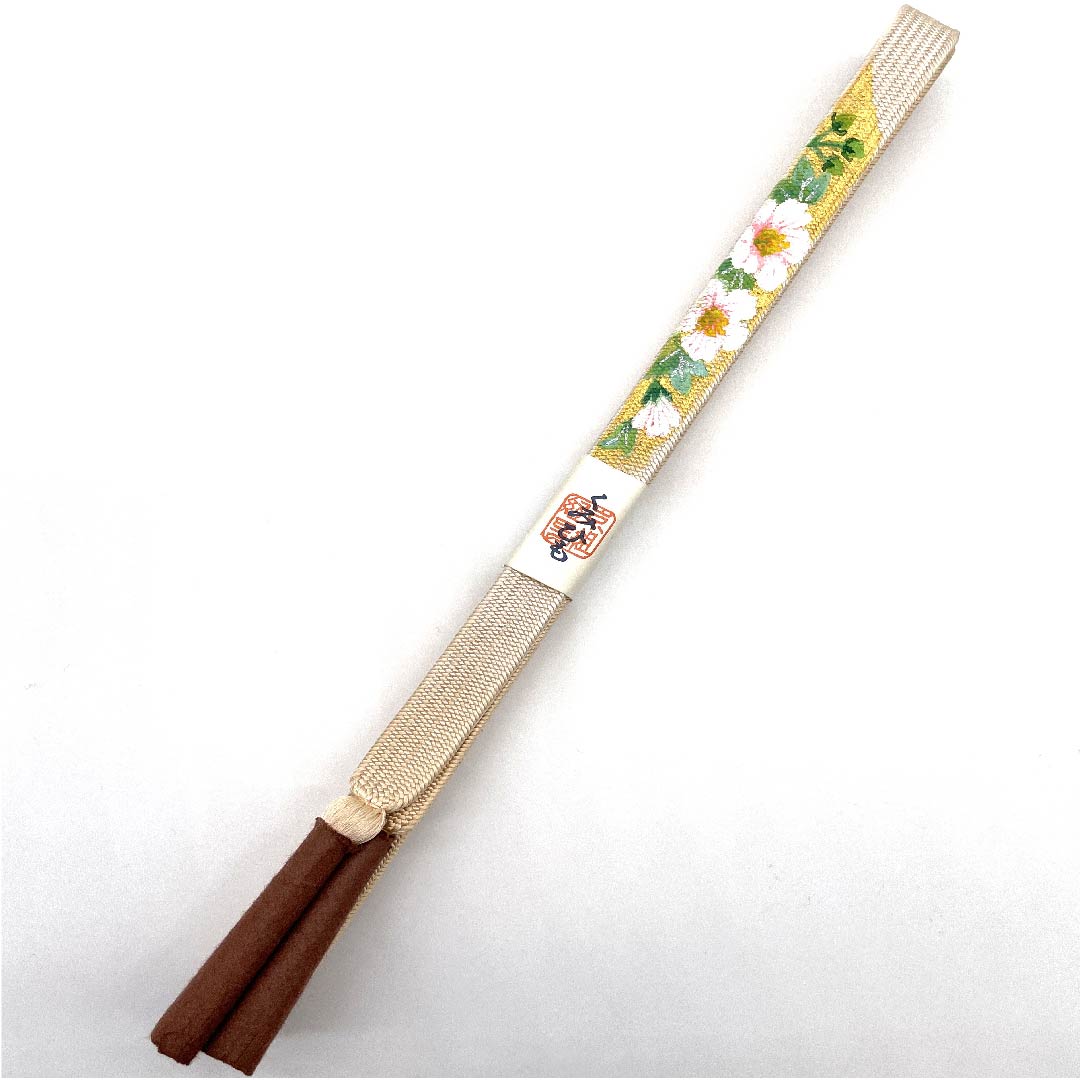 （新古品） 帯締め 正絹 四分紐 生成り色（きなりいろ） 芙容 中村勝雲 手描き 長さ約165cm 幅約1.5cm セミフォーマル Sランク ベージュ系 1135000172325