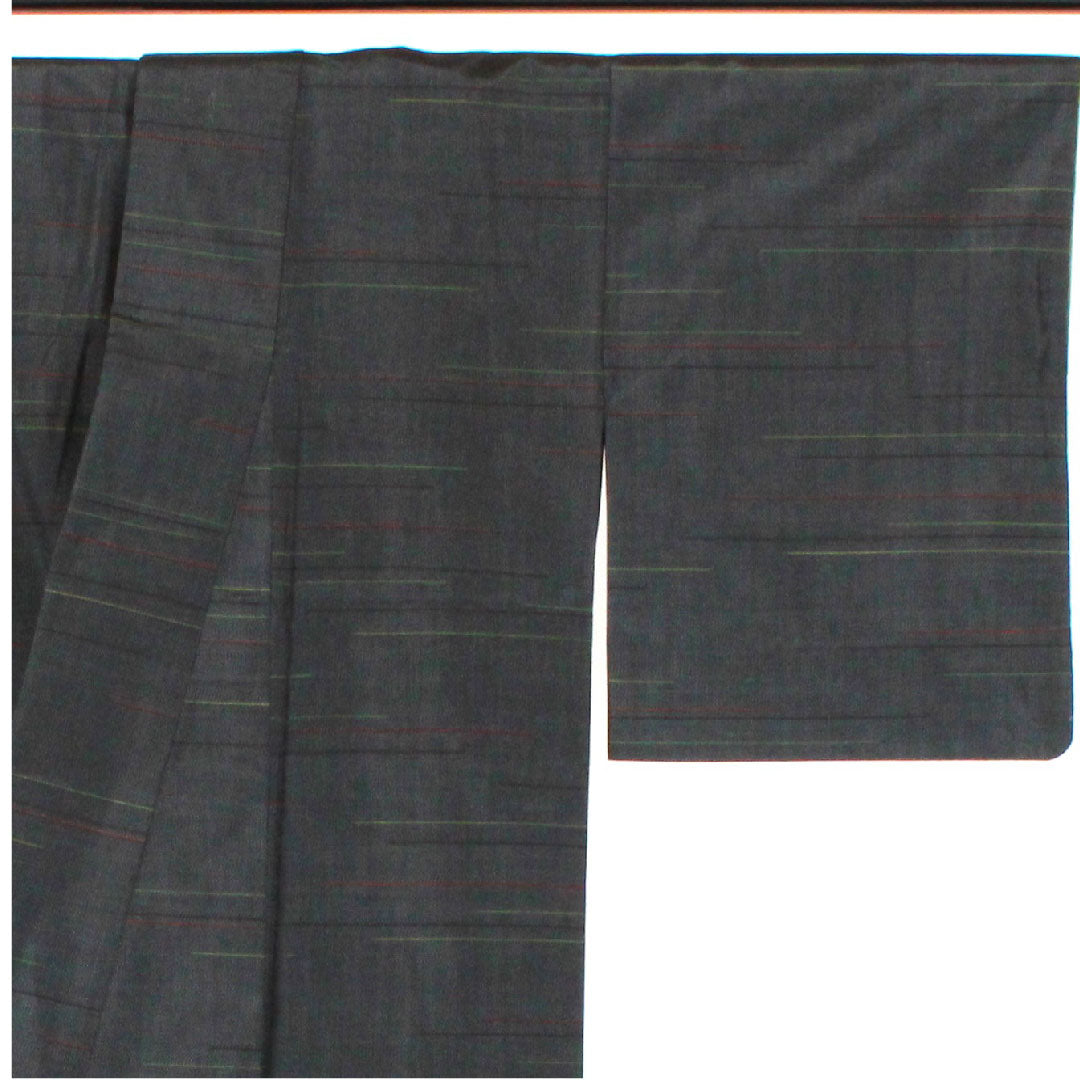 Oshima Tsumugi, Length 160cm, Geometric pattern, Pure silk, A rank, Lined, Navy blue, 1116001383418