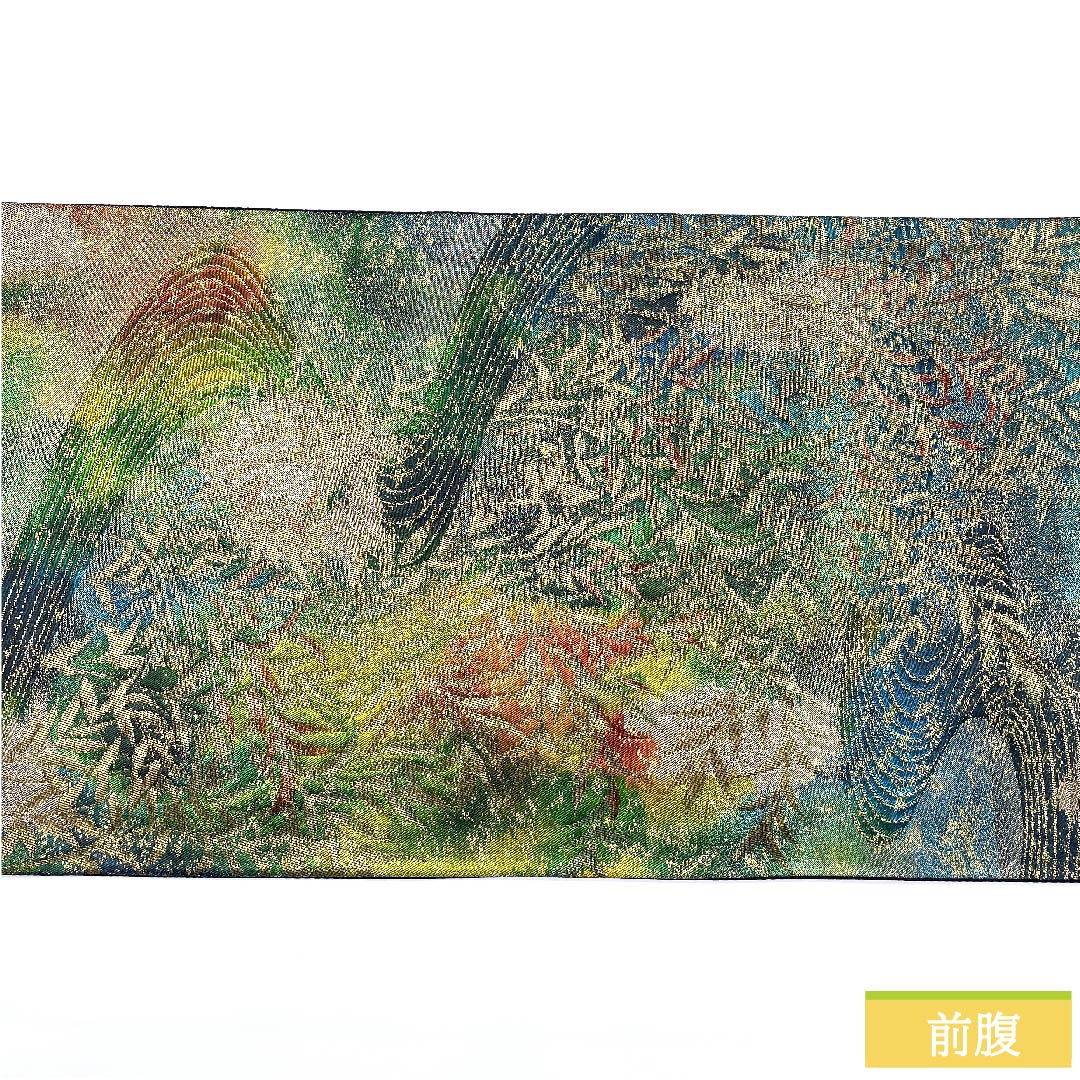 袋帯 常盤色（ときわいろ） 流水 葉模様 帯丈420cm 正絹 Sランク 六通 フォーマル グラデーション系 1123009992399