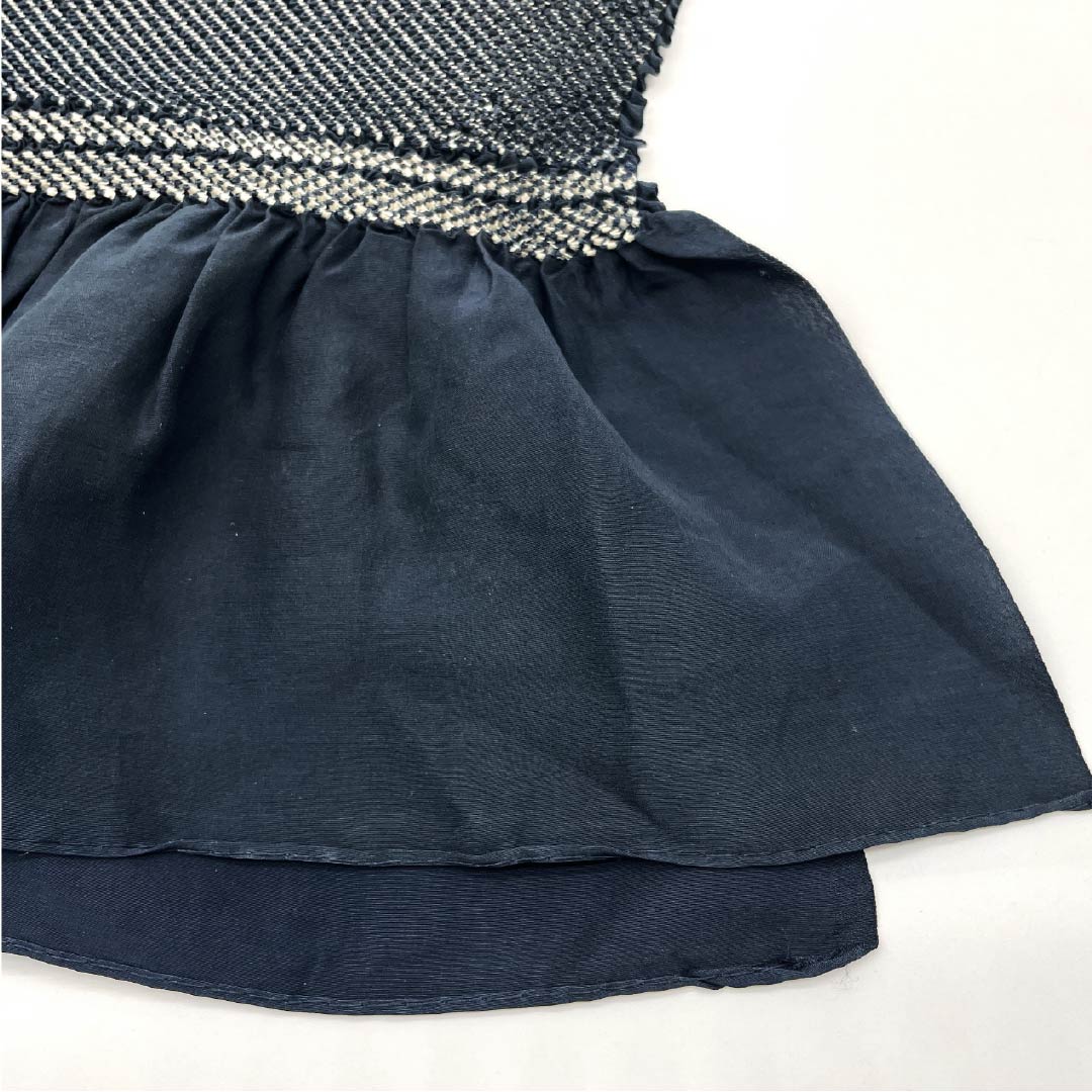 Heko obi, pure silk, Indian indigo, all-shibori, length 262cm, width 25cm, S rank, navy blue, 1134000352918