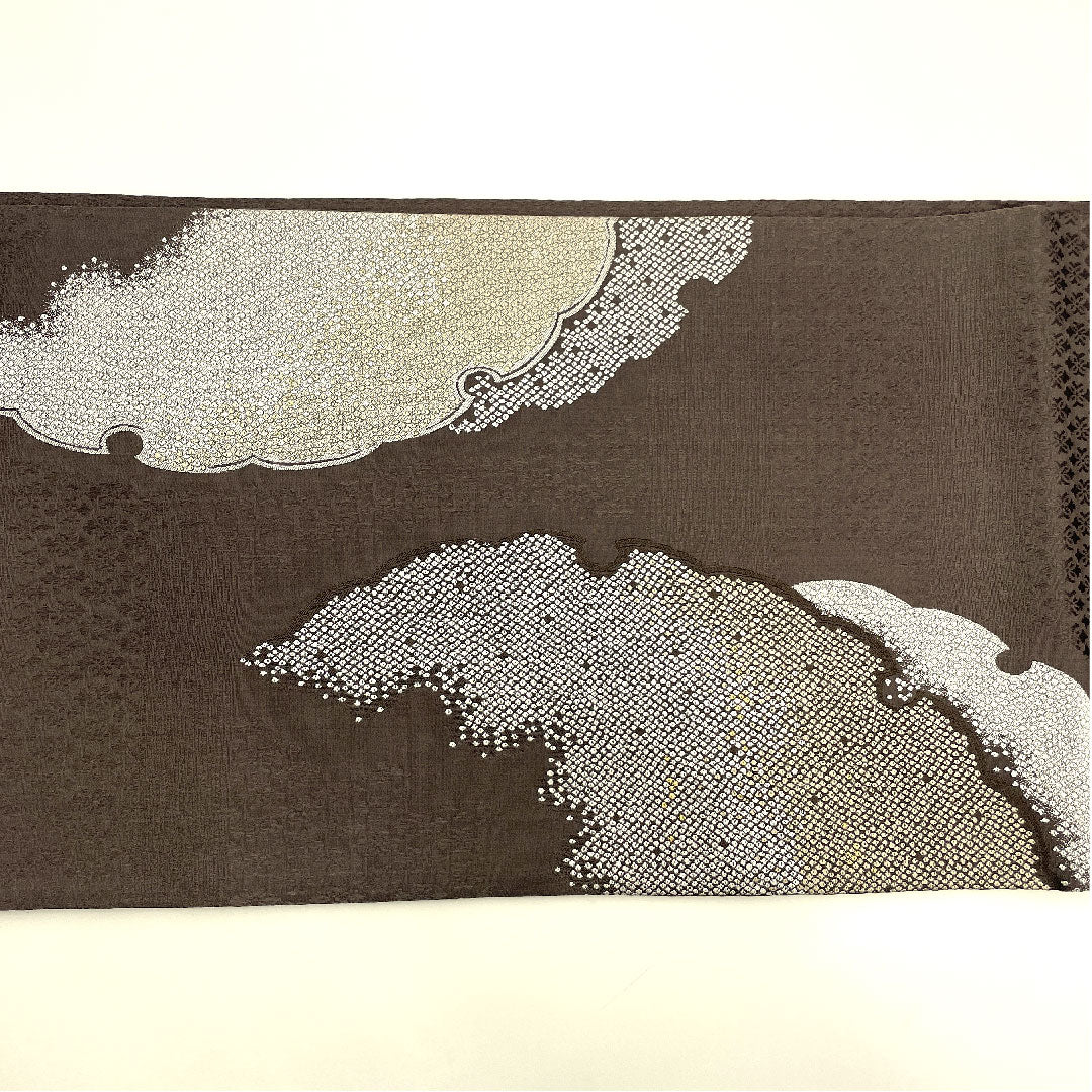 Fukuro Obi by Kano Yuki, Yukiwa, Length 448cm, Pure Silk, S Rank, Six-way, Semi-formal, Brown, 1123003302314
