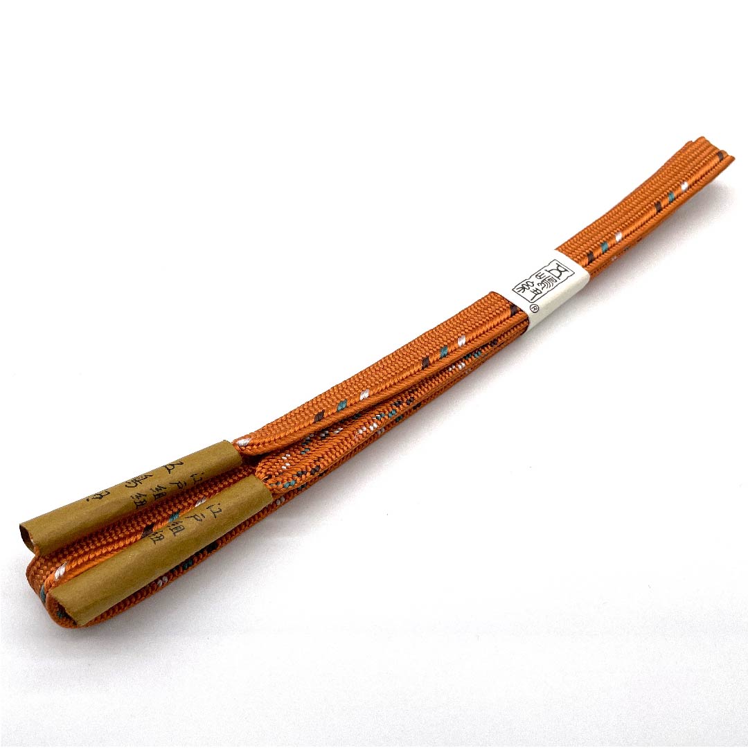 (New old stock) Obi-jime (belt fastener) made of pure silk, quarter-length cord, ochre color, Goshima cord, Edo braid, new old stock, length approx. 159cm, width approx. 1.5cm, casual, S rank, orange, 1135002002926