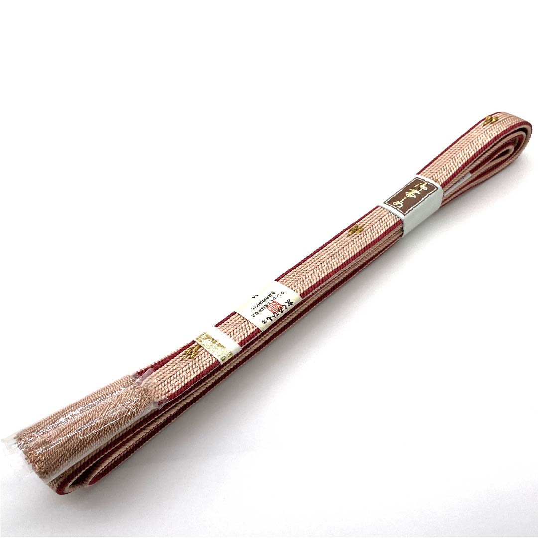 （新古品） 帯締め 正絹 四分紐 乙女色（おとめいろ） 京くみひも 三分金銀糸 新古品 長さ約165cm 幅約1.5cm セミフォーマル Sランク ピンク系 1135001422913