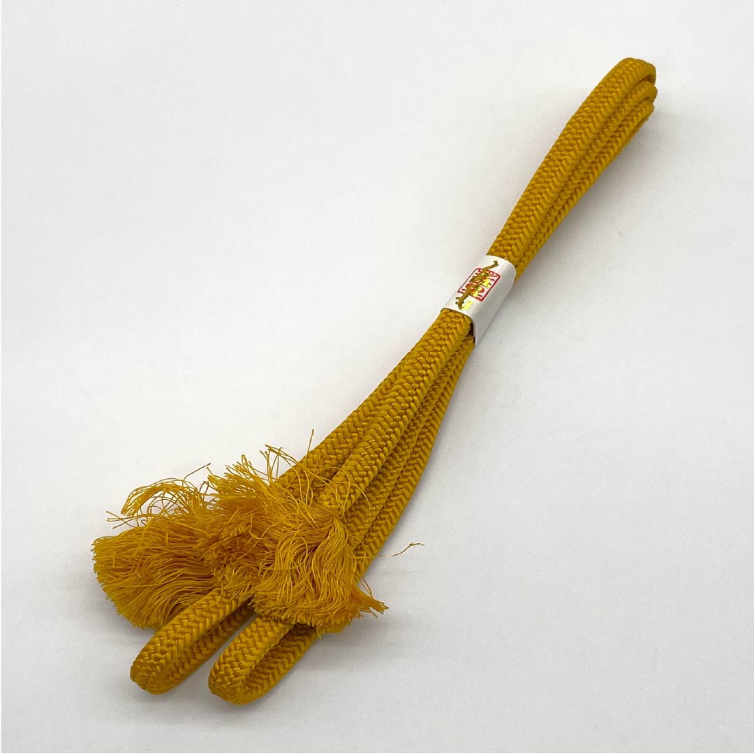 S-Rank Silk Obijime (Sash Band) in Golden Yellow, Solid Color, Approx. 163cm Long, Approx. 1cm Wide, Casual, Yellowish Color, Product Number: 1135004292323