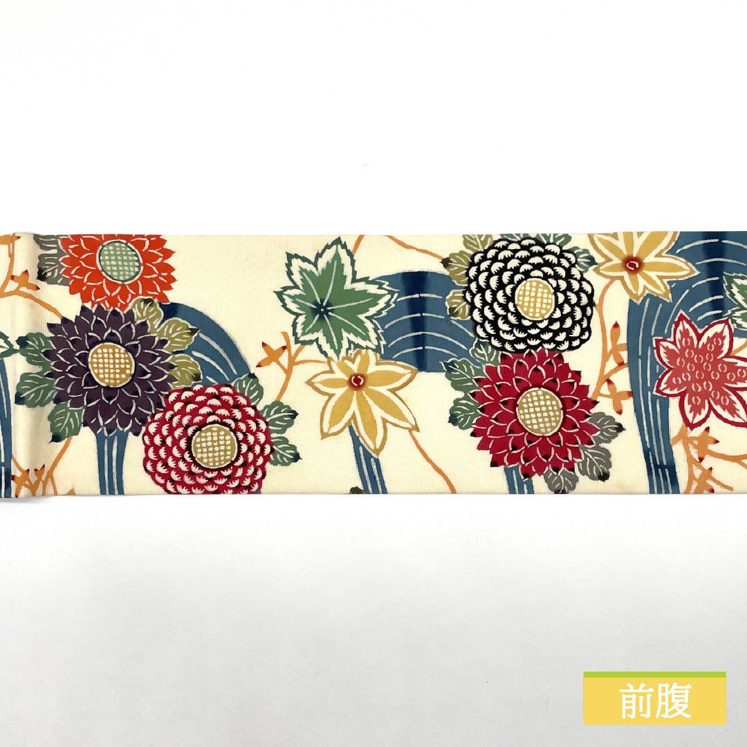Nagoya obi, natural color, Kyoto Bingata, Bingata-style pattern, flowing water, obi length 338cm, pure silk, S rank, six-pass, casual, cream-colored, 1124007262315, Nagoya-made