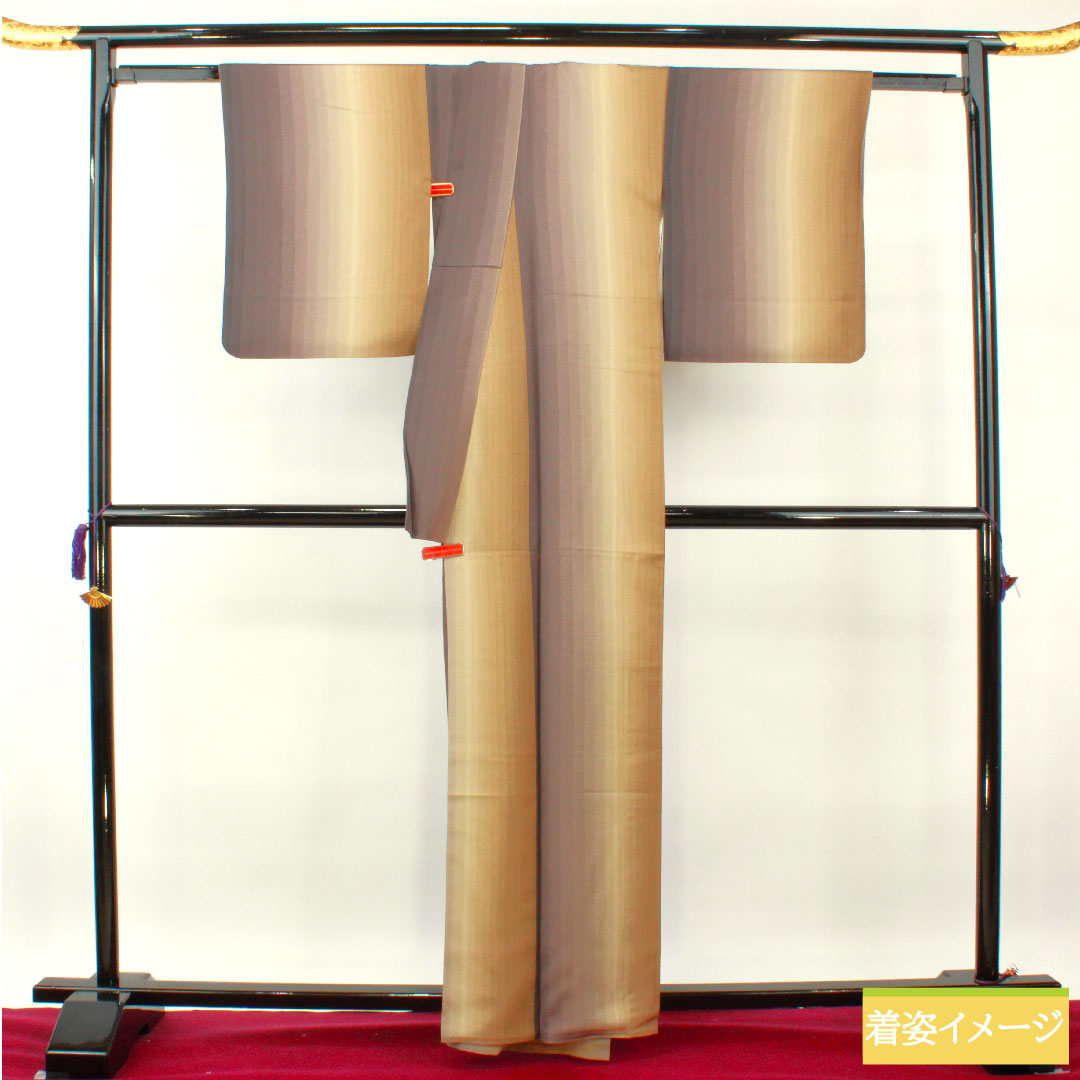小紋 正絹 身丈161.5cm 裄丈67cm 袷 縞 多色使い Sランク グラデーション系 1115004172499