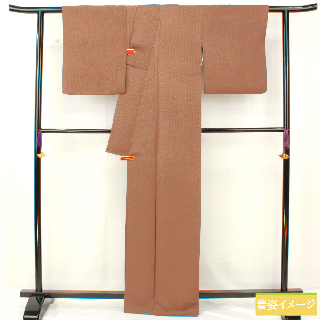 小紋 正絹 身丈167cm 裄丈65.5cm 袷 鼯鼠色（むささびいろ） 幾何学模様 Aランク 茶系 1115004733514