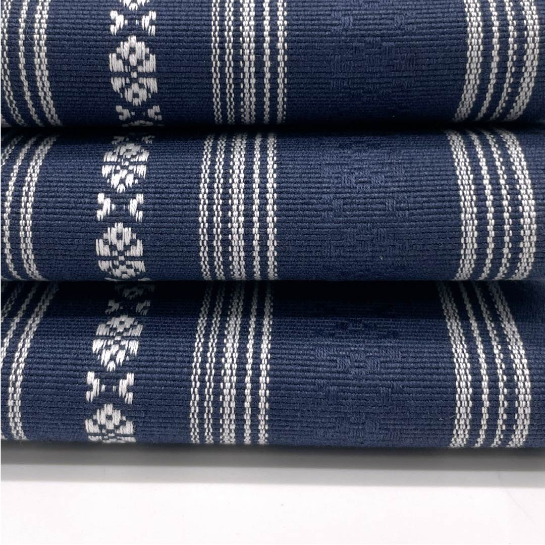 (Untailored) Cotton S-Rank Obi (Sash) with Hakata-ori (Kenjo) Pattern, Length 400cm, Width 9.5cm, Navy Blue, 1134000552918