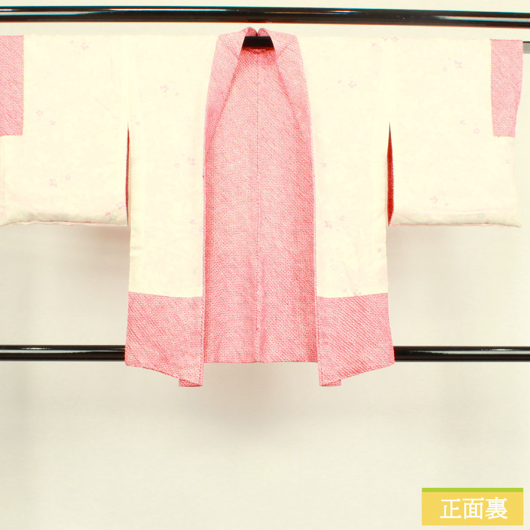 羽織 正絹 身丈79.5cm 裄丈64cm  猩々緋色 総絞り 鹿の子絞り Sランク 袷 赤系 1117000652912