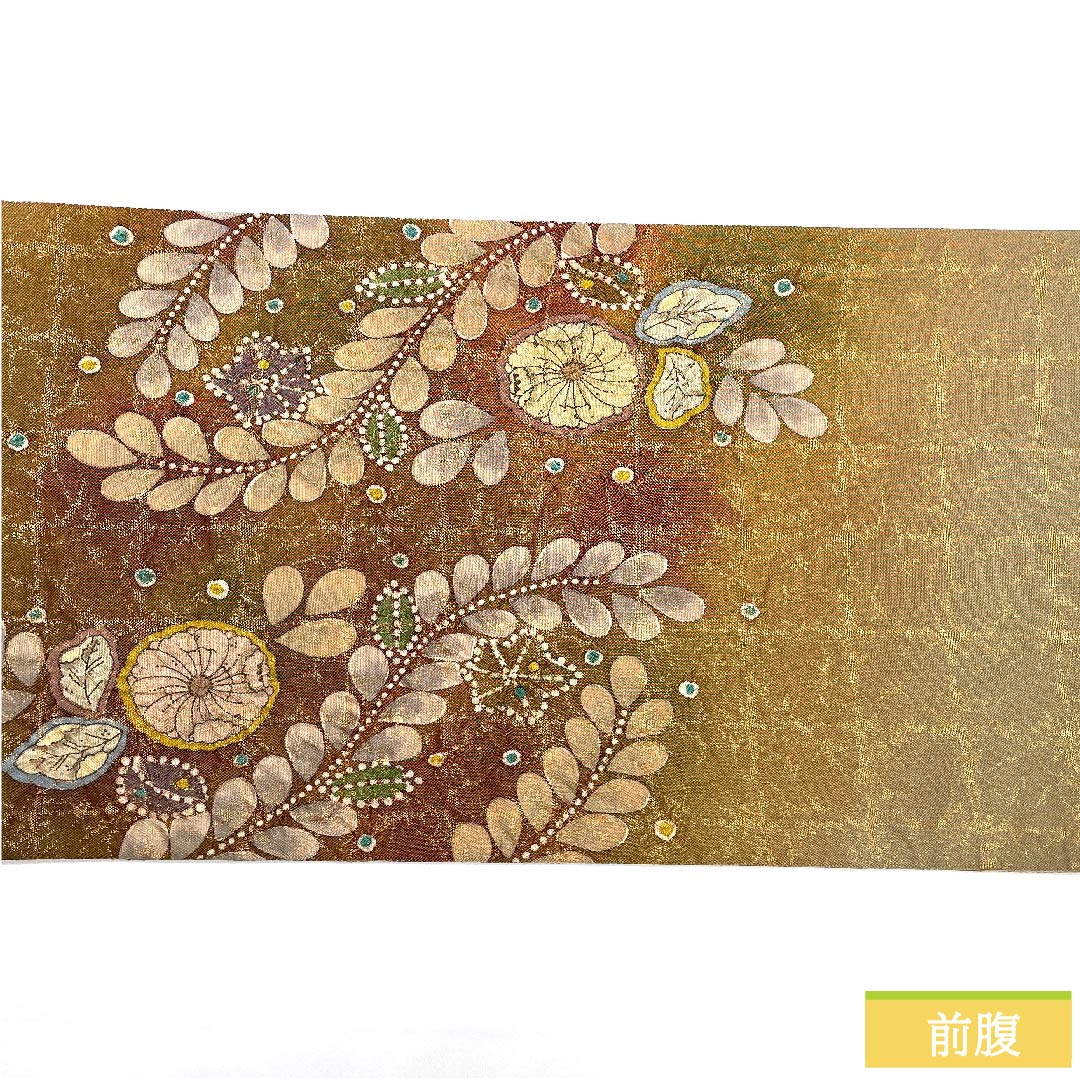 袋帯 金色 辻ヶ花 帯丈422cm 正絹 Sランク 六通 セミフォーマル 金系 1123010142321