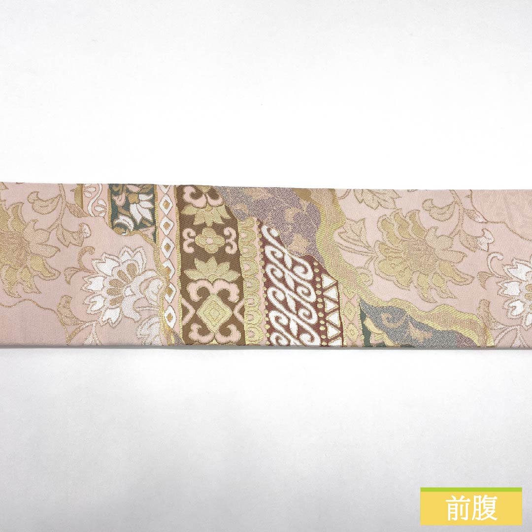 名古屋帯 ポリエステル Sランク 薄桜色（うすさくらいろ） 古典柄 唐花 帯丈370cm ポイント柄 セミフォーマル ピンク系 1124010802313 名古屋仕立て