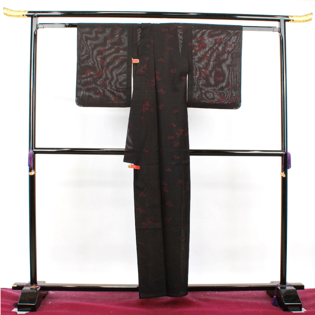 夏物 正絹 色無地 身丈158cm 裄丈62.5cm  抽象模様   紗 Sランク 赤系 1132001192312