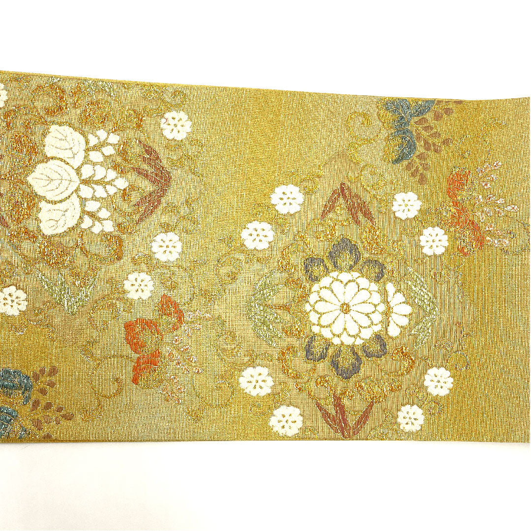 [Unfinished] Fukuro Obi, Silk, NEW Rank, Traditional Craftsman, Kiri (Paulownia), For Tomesode, Obi Length 455cm, Six-Panel Pattern, Formal, Gold Tone, 1123002471421