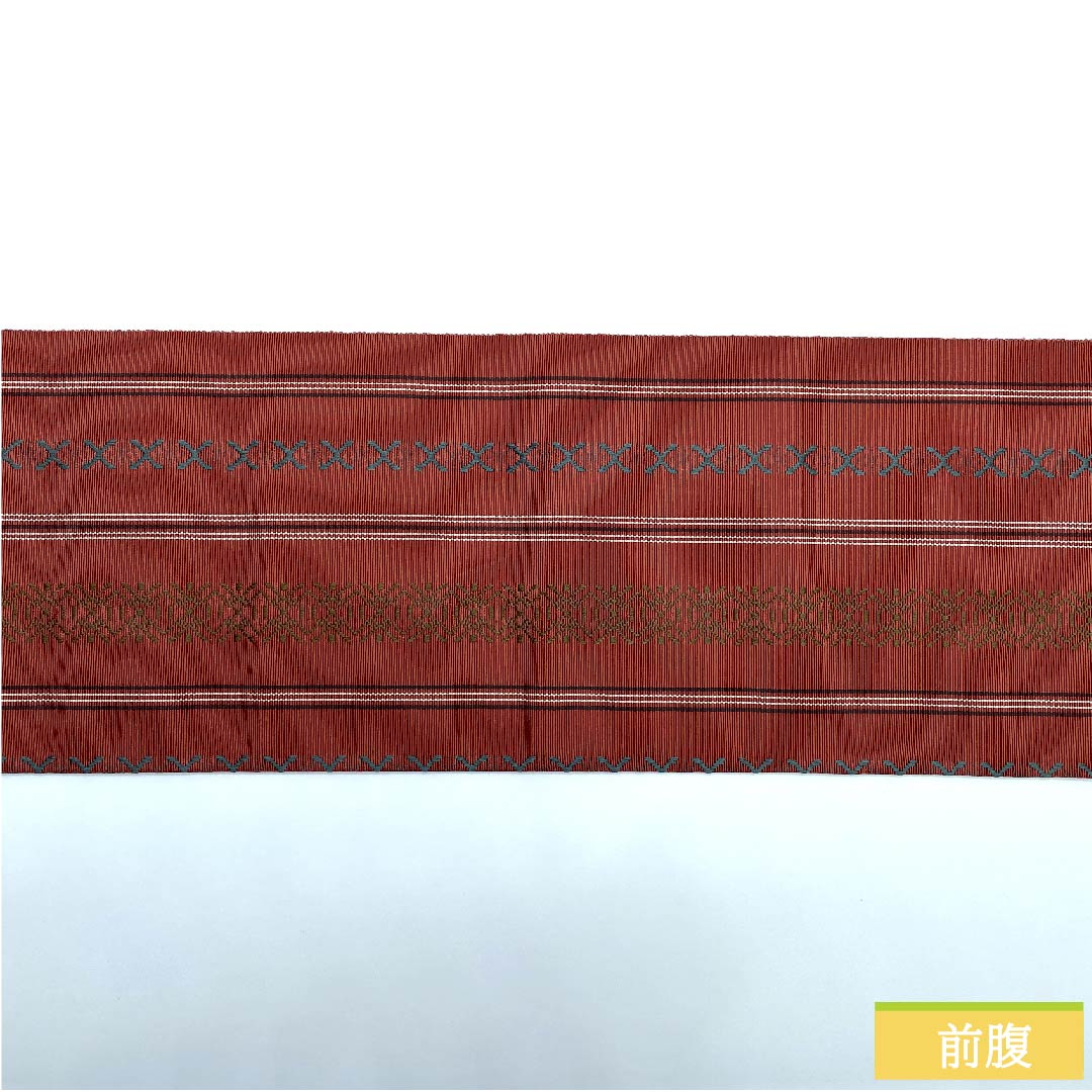 Nagoya obi, shrimp red, Hakata weave, Kenjo pattern, Hakata obi, obi length 363cm, pure silk, S rank, full length, casual, brown, 1124005832314, Nagoya style
