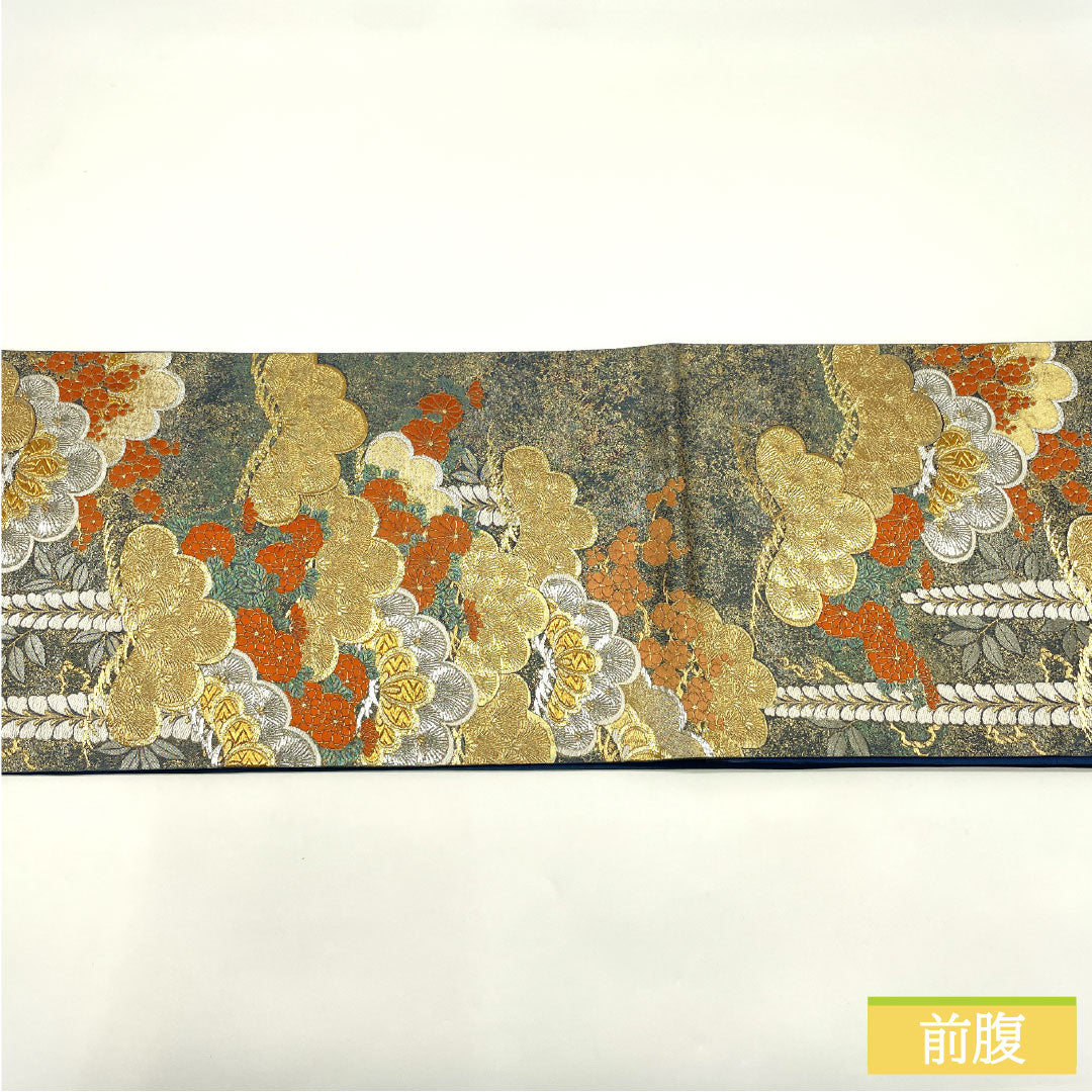 Fukuro Obi (Sash), Pure Silk, S-Rank, Nishijin-ori, Spring and Autumn Pine Pattern, Length 432cm, Six-Ply, Formal, Gradient Pattern, Item Number 1123016752399