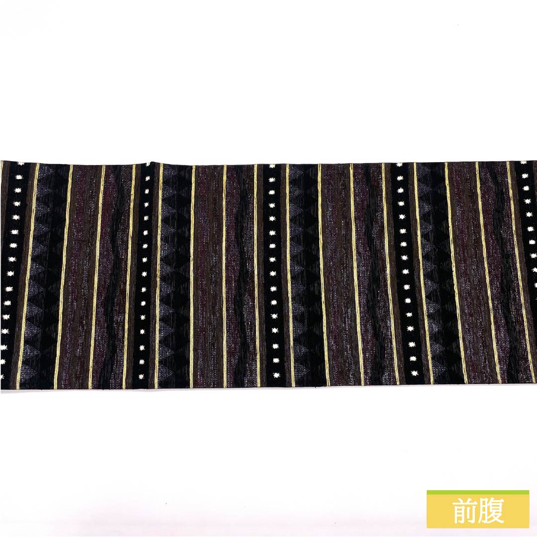 Pure silk obi with horizontal stripes and a geometric pattern, length 444cm, S rank, six-fold obi, semi-formal, gradient pattern, product number 1123014832399