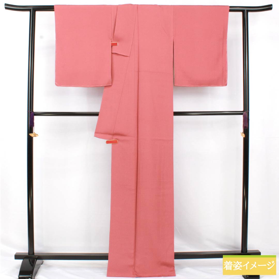 小紋 正絹 身丈167.5cm 裄丈66.5cm 袷 長春色（ちょうしゅんいろ） 江戸小紋 一つ紋 蔦 しつけ糸付き Sランク ピンク系 1115004962513