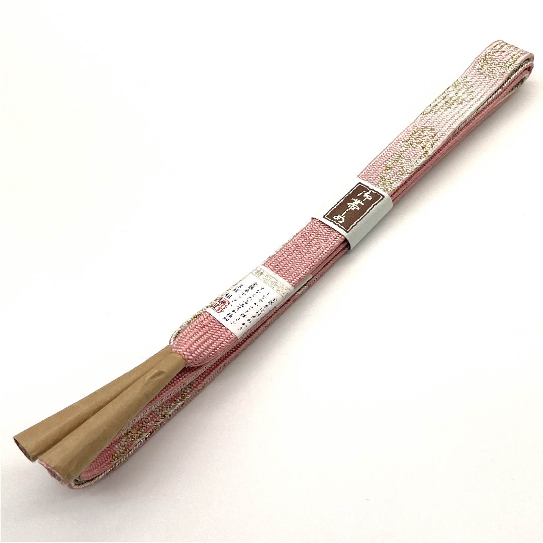 （新古品） 帯締め 正絹 四分紐 一重梅色（ひとえうめいろ） 特選金銀糸 金属糸使用 新古品 長さ約159cm 幅約1.5cm セミフォーマル Sランク ピンク系 1135001082913