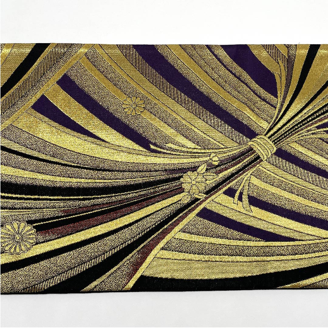 Fukuro Obi, Gold, Bundled Noshi, Cherry Blossom, Chrysanthemum, Length 440cm, Pure Silk, A Rank, Six-way, Formal, Gold, 1123005983321