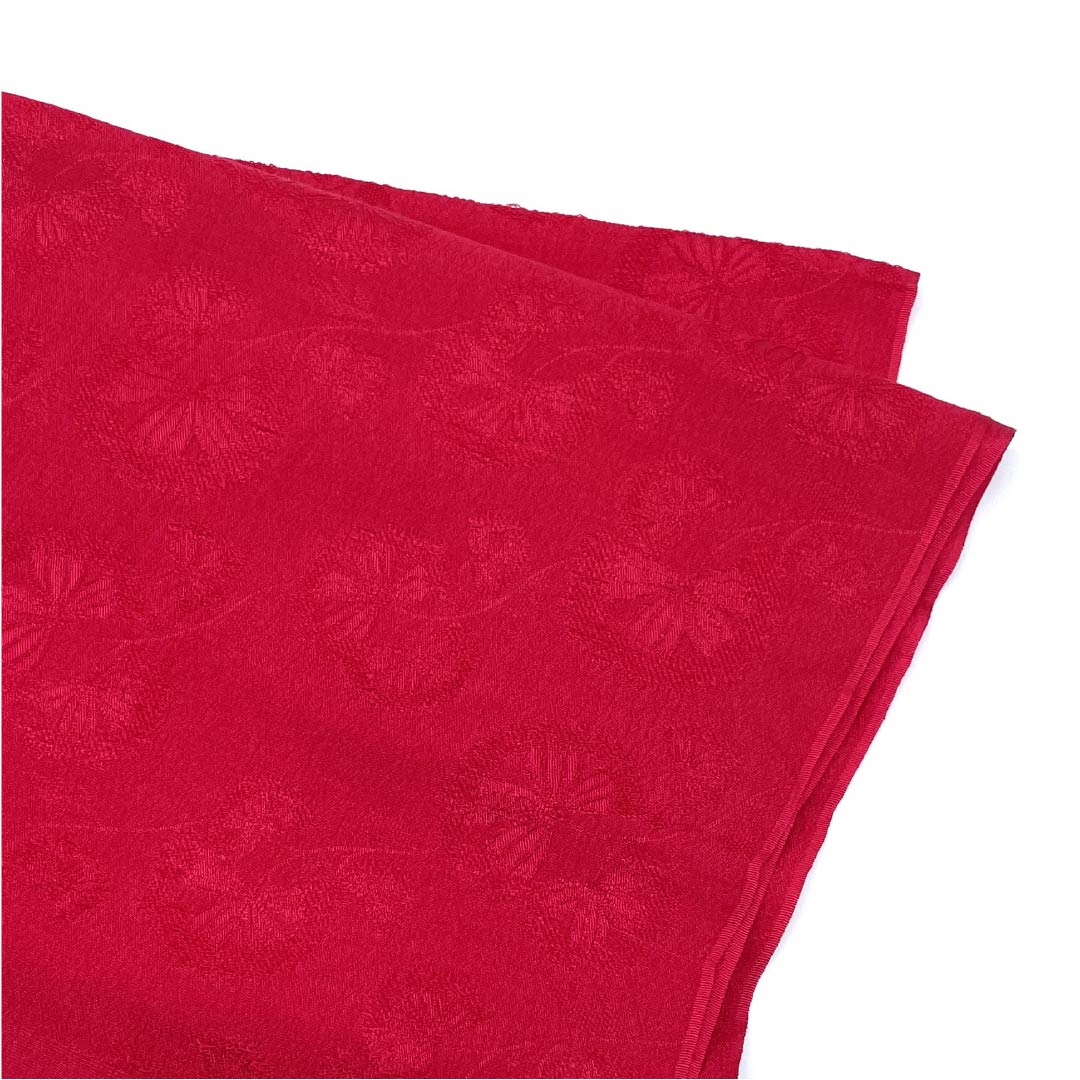 Obiage, pure silk, casual, crimson red, flower, length 176cm, width 27.5cm, S rank, red, 1136000442912