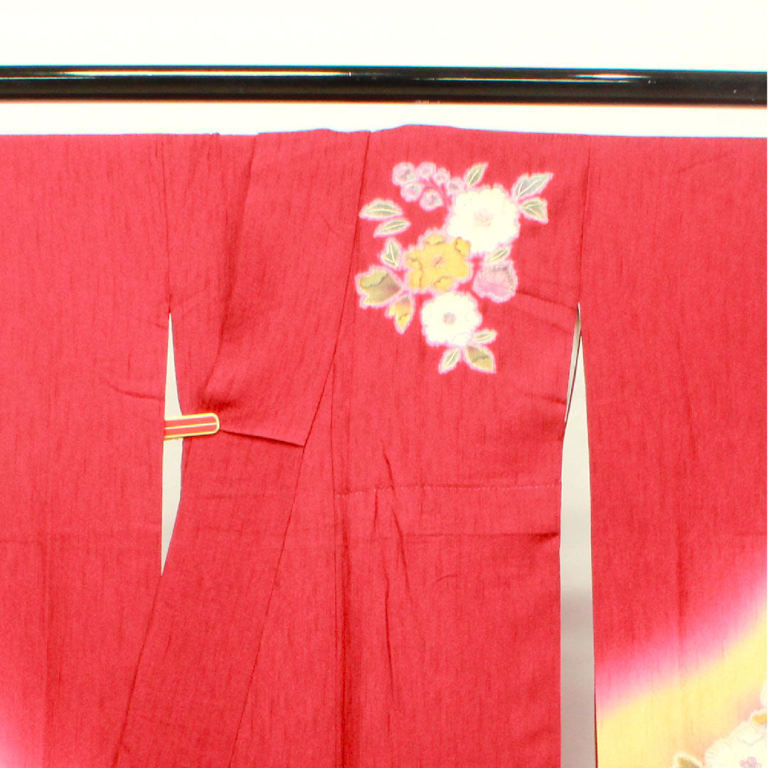 振袖 身丈160.5cm 裄丈63.5cm 袷  海老色 辻ヶ花  正絹 Aランク 赤系 1113001443412