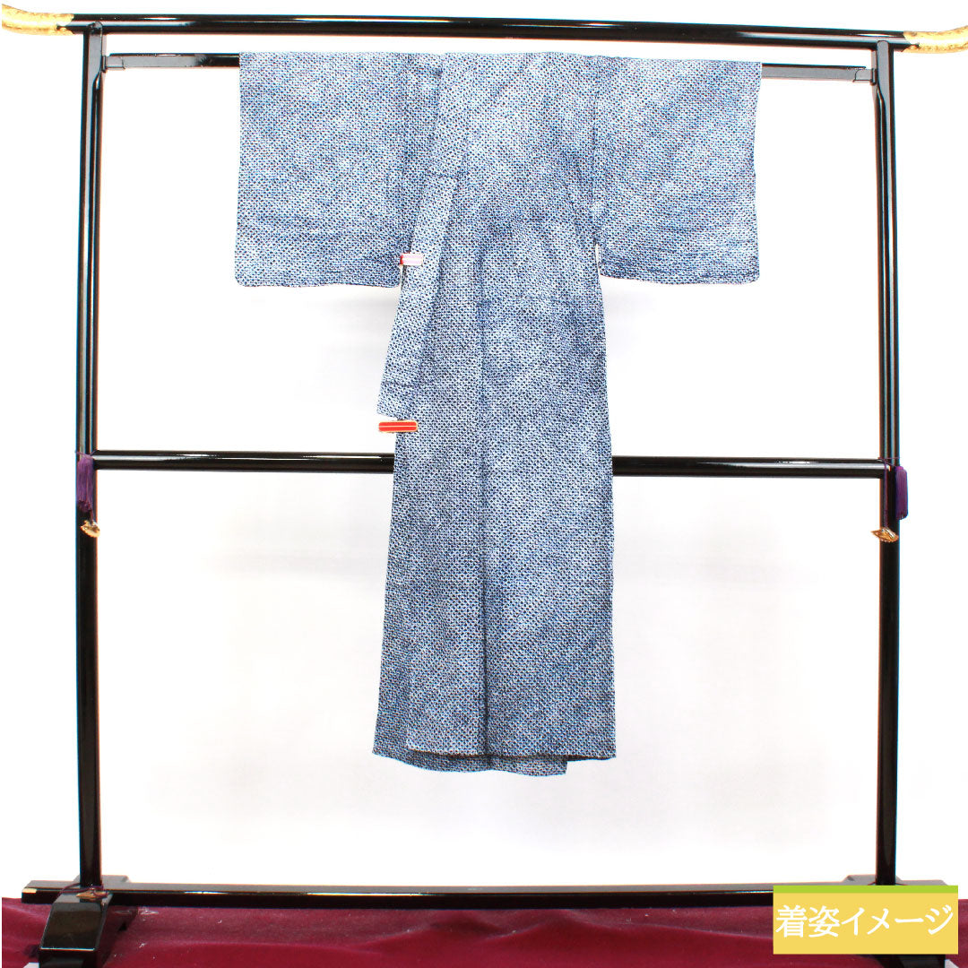 メンズ浴衣 木綿 身丈130cm 裄丈61cm Sランク 単衣 紺系 濃紺色（のうこんいろ） 有松絞り 1118004982318