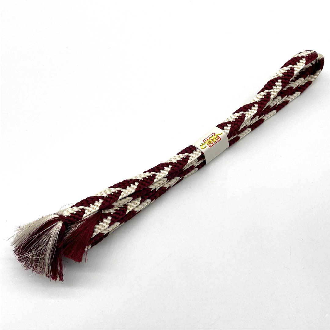 Obijime (silk obi) - quarter cord, reddish purple, arrow feather pattern, bicolor, length 162cm, width 1.2cm, casual, S rank, brown, 1135003162314