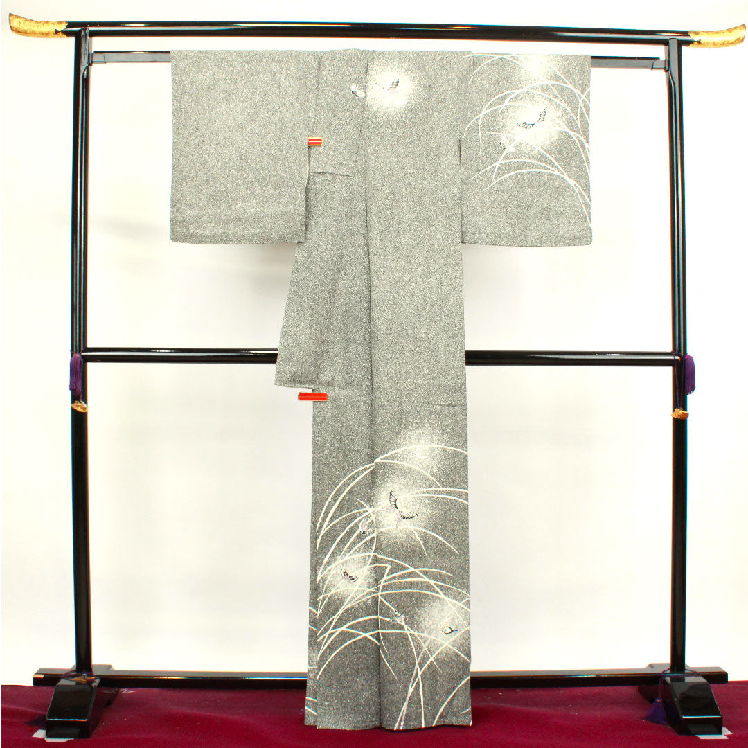 Summer pure silk formal kimono, length 165cm, sleeve length 66cm, monotone, butterfly, dewdrop, silk, S rank, gradation style, 1132000592599