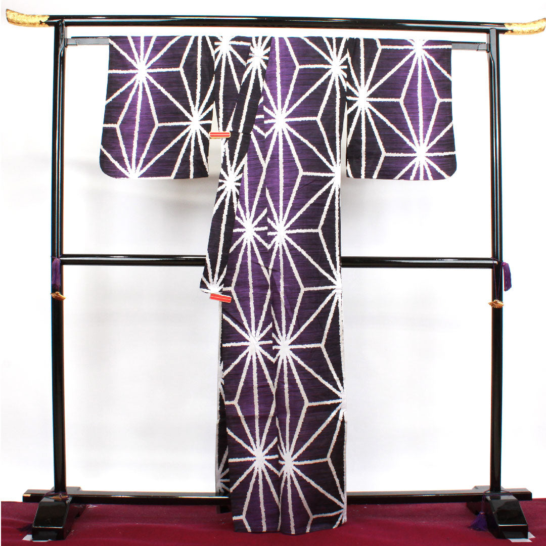 Yukata Asanoha Cotton S Rank Single Layer Length 162.5cm Sleeve Length 69.5cm Purple 1118003942420
