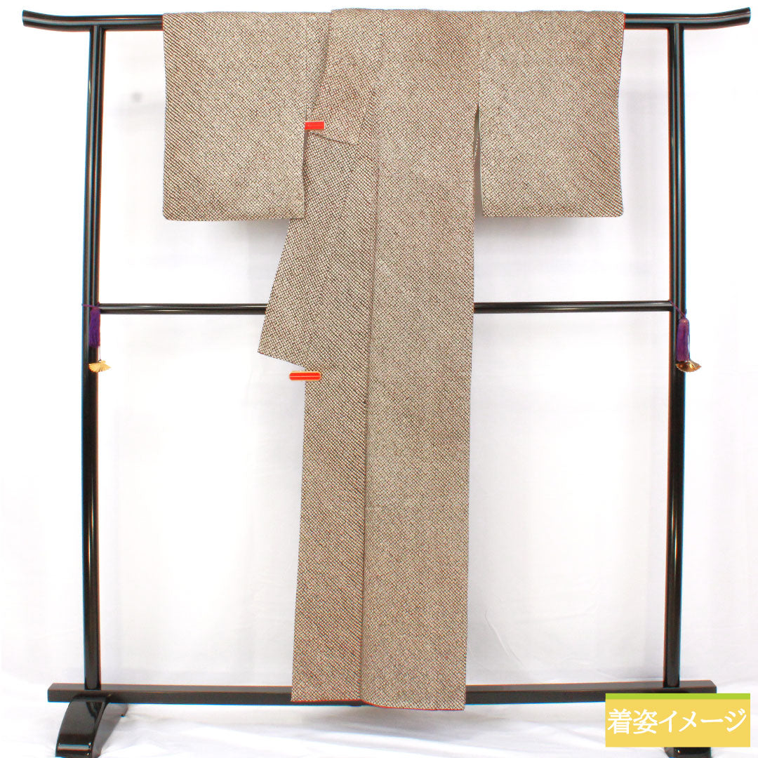 Komon, pure silk, length 156cm, sleeve length 63.5cm, lined, all-dyed, Hikita-dyed, A rank, black, 1115004633310