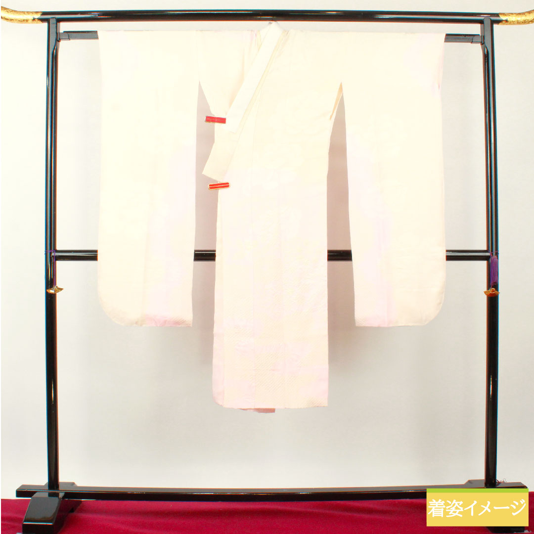 Nagajuban Silk Length 125cm (49.2 inches) Sleeve to Sleeve 65cm (25.6 inches) Lined Pale Reddish Pink Gradation Dye For Furisode Partial Shibori B Rank Pink Tones 1129000714313