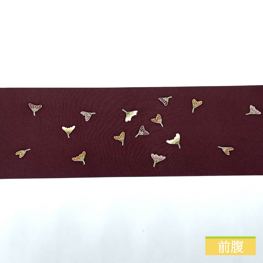 名古屋帯 正絹 木蘭色色（もくらんじきいろ） 染め帯 小花 花びら 帯丈357cm Sランク ポイント柄 セミフォーマル 紫系 1124007172320 名古屋仕立て