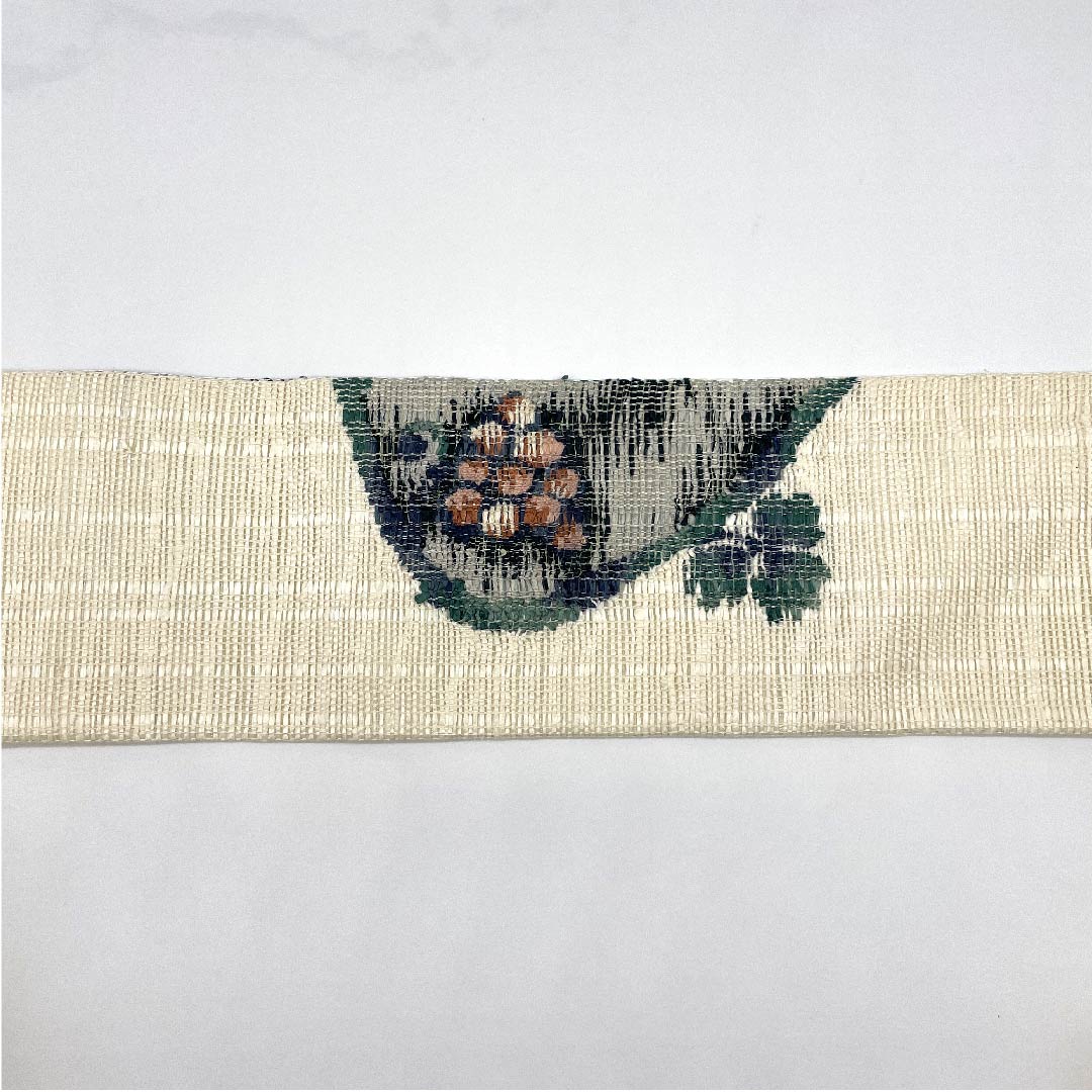 Nagoya obi, unbleached, summer obi, ramie, grape, obi length 371.5cm, pure silk, S rank, point pattern, casual, cream, 1124004222315, Nagoya style