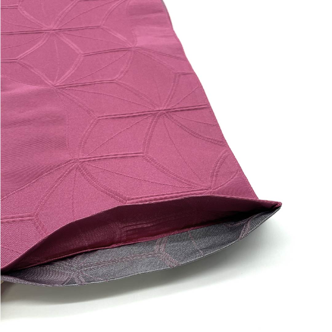 Half-width obi, pure silk, hibiscus flower color (Mukugeiro) with a hemp leaf pattern, reversible, length 380cm, pink, S rank, 1125001922313