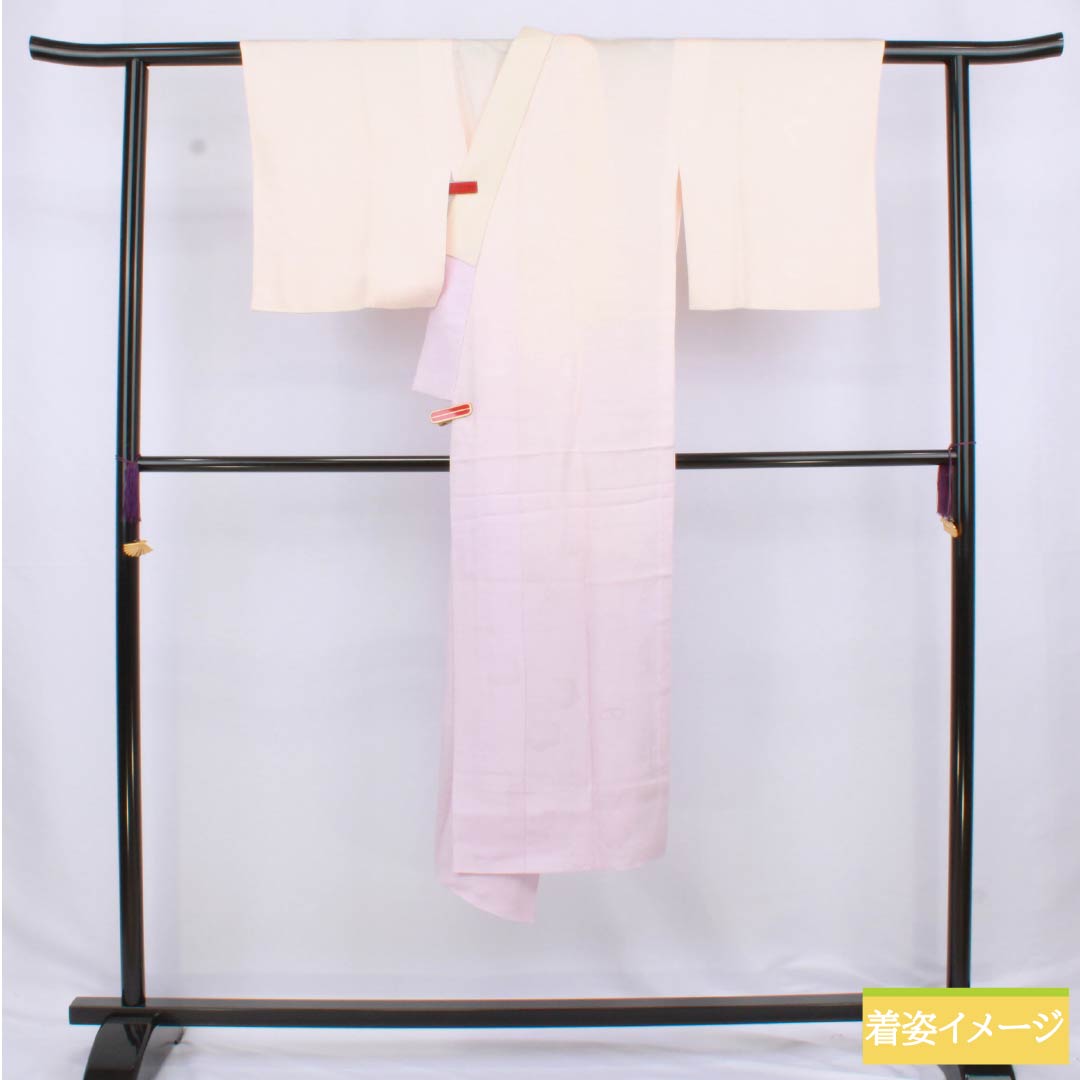 長襦袢 正絹 Sランク 身丈125.5cm 裄丈61.5cm 単衣 乙女色（おとめいろ） 白藤色（しらふじいろ） ちりめん地 梅 グラデーション系 1129000812399